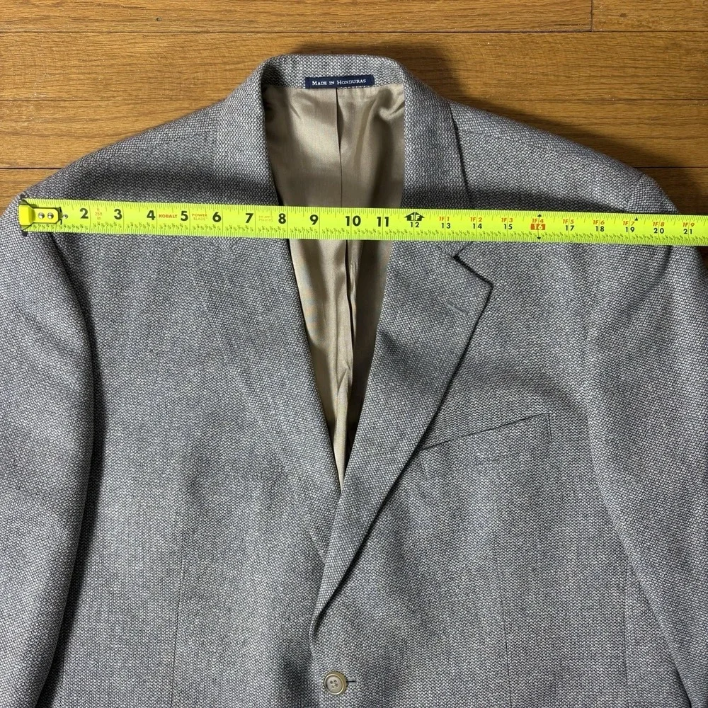 Lands' End Men's 46L Gray Beige Silk Wool Blend Single Vent Two‎ Button Blazer